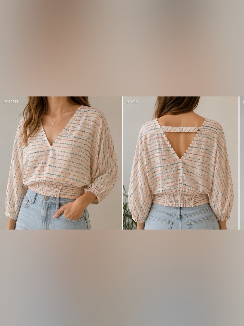 Anthropologie Postcard Ivory Cotton V-Neck Blouse 🇺🇸⚓️